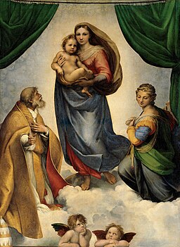 painting of the Virgin Mary with Christ child flanked by Saint Sixtus and Saint Barbara